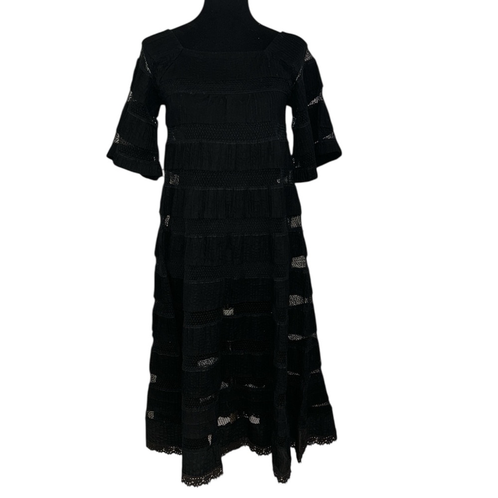 Vintage “the pheonix” black pin tucked Mexican “wedding dress”